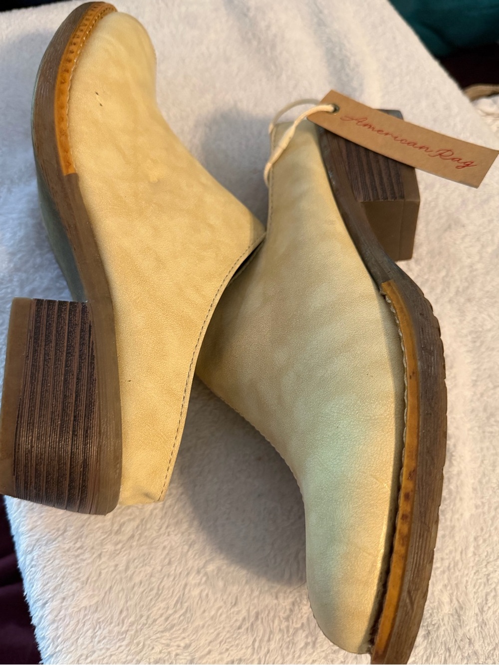 American Rag Pale Beige Leather Ankle Booties
